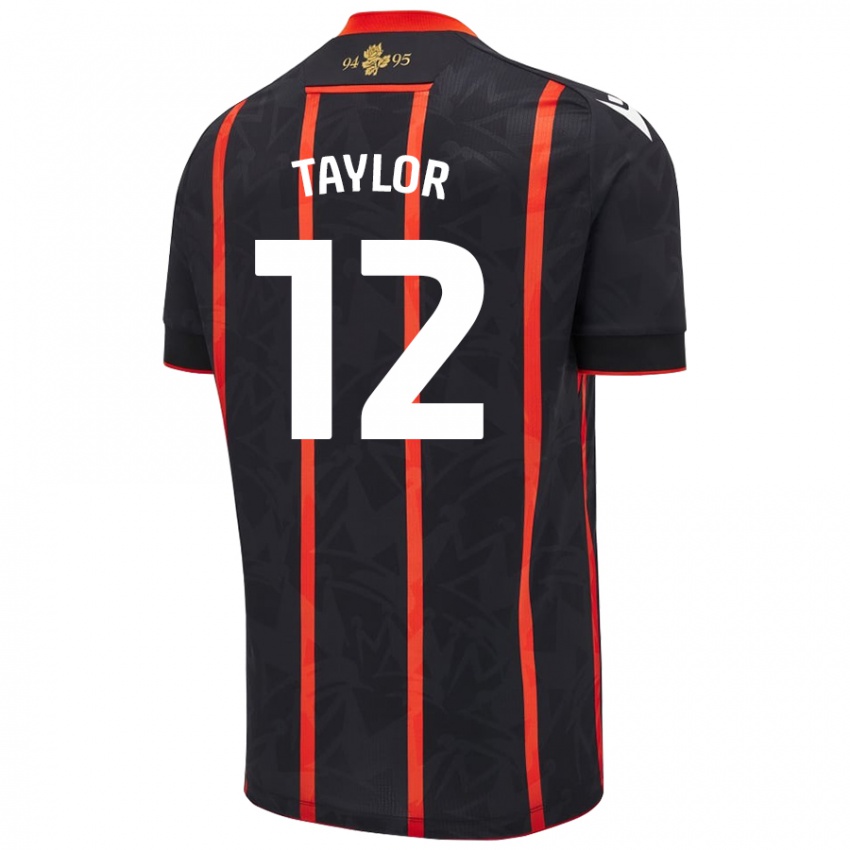 Kinder Emma Taylor #12 Schwarz Rot Auswärtstrikot Trikot 2024/25 T-Shirt Österreich