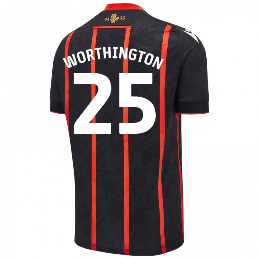 Kinder Nicola Worthington #25 Schwarz Rot Auswärtstrikot Trikot 2024/25 T-Shirt Österreich