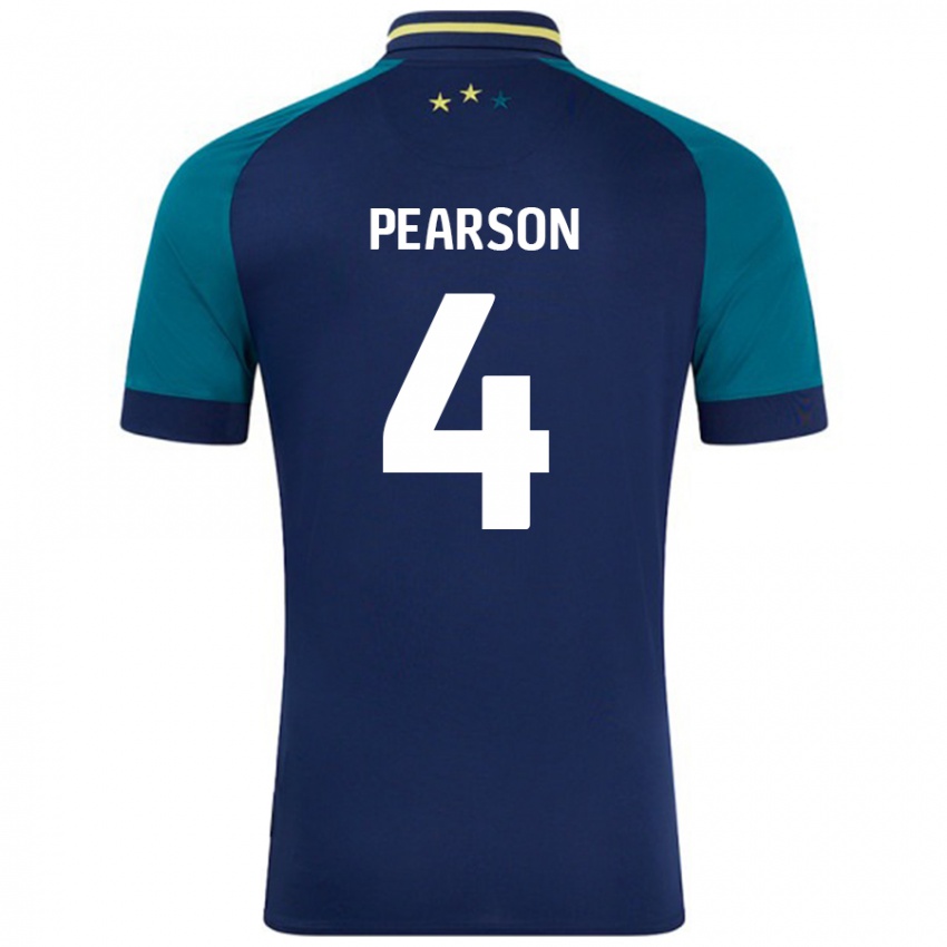 Kinder Matty Pearson #4 Marine Dunkelgrün Auswärtstrikot Trikot 2024/25 T-Shirt Österreich