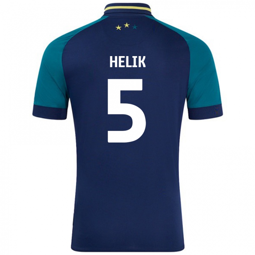 Kinder Michal Helik #5 Marine Dunkelgrün Auswärtstrikot Trikot 2024/25 T-Shirt Österreich