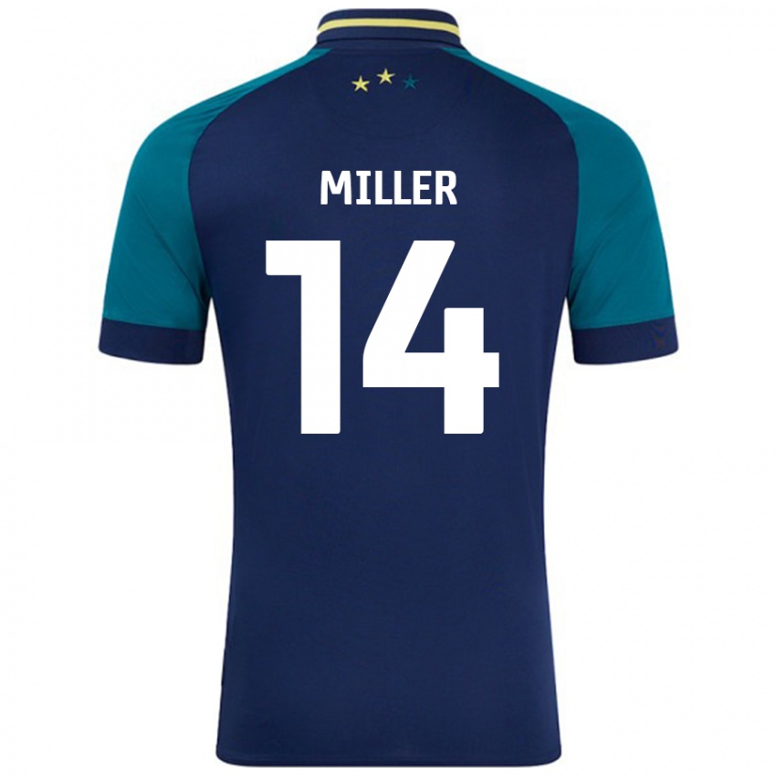 Kinder Mickel Miller #14 Marine Dunkelgrün Auswärtstrikot Trikot 2024/25 T-Shirt Österreich