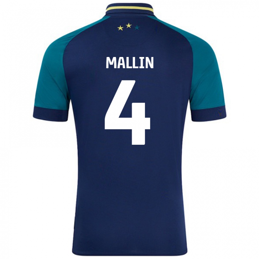 Kinder Kate Mallin #4 Marine Dunkelgrün Auswärtstrikot Trikot 2024/25 T-Shirt Österreich