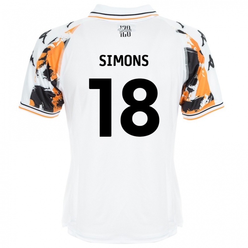 Kinder Xavier Simons #18 Weiß Auswärtstrikot Trikot 2024/25 T-Shirt Österreich