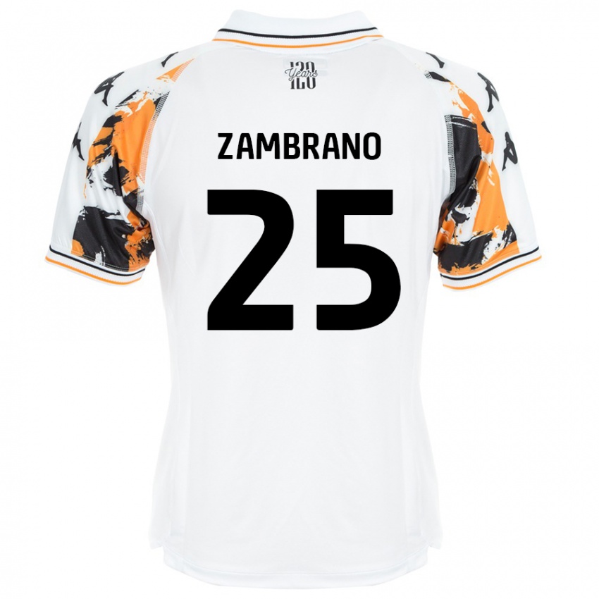 Kinder Óscar Zambrano #25 Weiß Auswärtstrikot Trikot 2024/25 T-Shirt Österreich