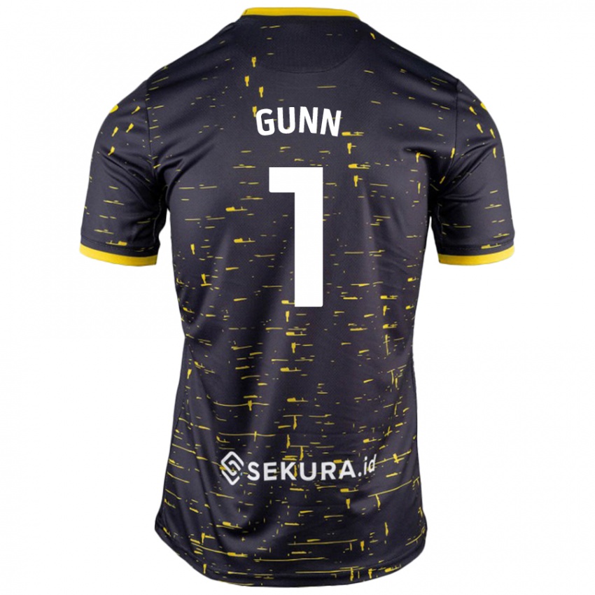 Kinder Angus Gunn #1 Schwarz Gelb Auswärtstrikot Trikot 2024/25 T-Shirt Österreich