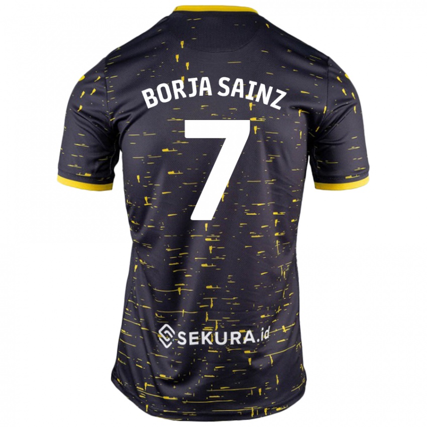 Kinder Borja Sainz #7 Schwarz Gelb Auswärtstrikot Trikot 2024/25 T-Shirt Österreich