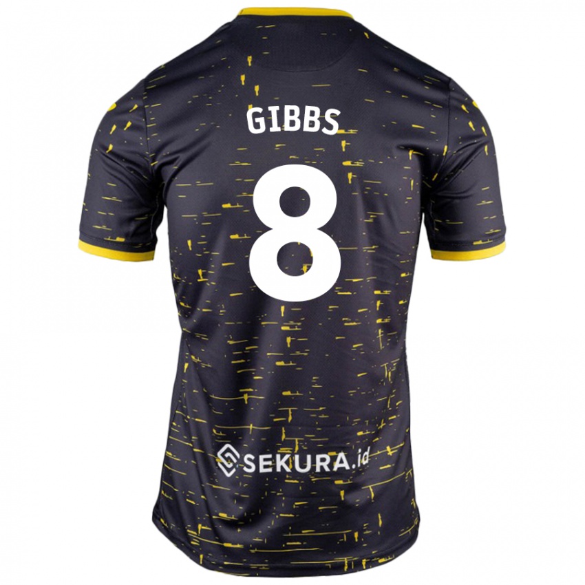 Kinder Liam Gibbs #8 Schwarz Gelb Auswärtstrikot Trikot 2024/25 T-Shirt Österreich