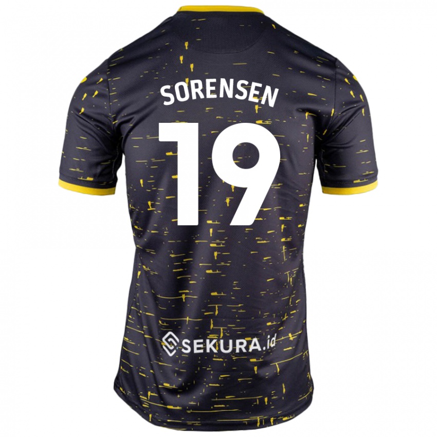 Kinder Jacob Lungi Sørensen #19 Schwarz Gelb Auswärtstrikot Trikot 2024/25 T-Shirt Österreich