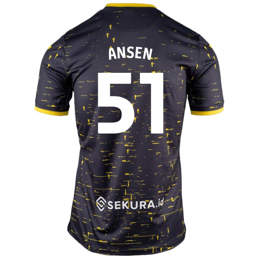 Kinder Caleb Ansen #51 Schwarz Gelb Auswärtstrikot Trikot 2024/25 T-Shirt Österreich