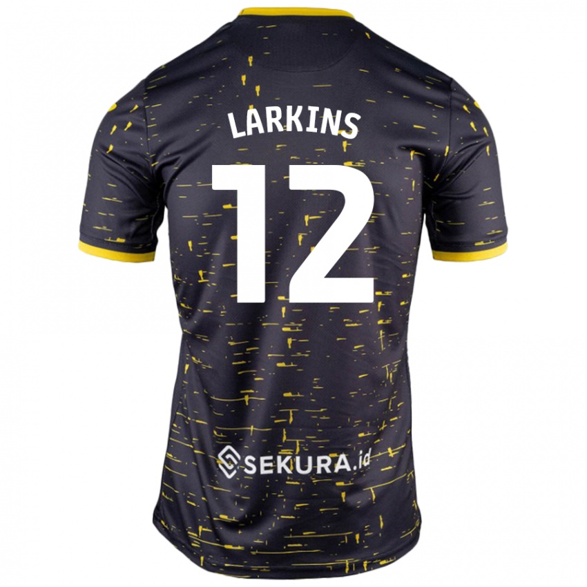 Kinder Anna Larkins #12 Schwarz Gelb Auswärtstrikot Trikot 2024/25 T-Shirt Österreich