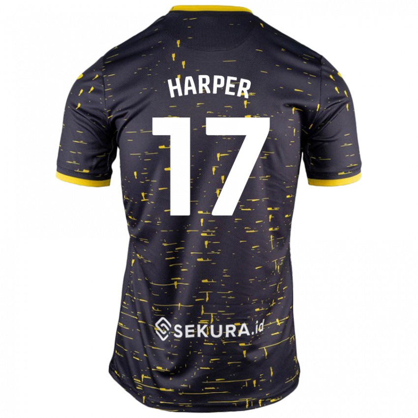 Kinder Jess Harper #17 Schwarz Gelb Auswärtstrikot Trikot 2024/25 T-Shirt Österreich