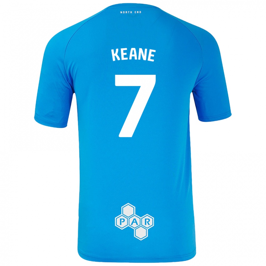 Kinder Will Keane #7 Himmelblau Auswärtstrikot Trikot 2024/25 T-Shirt Österreich