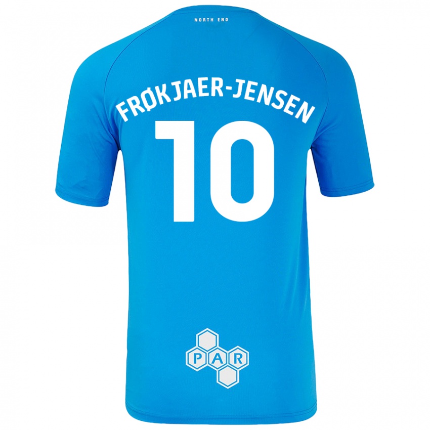 Kinder Mads Frøkjaer-Jensen #10 Himmelblau Auswärtstrikot Trikot 2024/25 T-Shirt Österreich