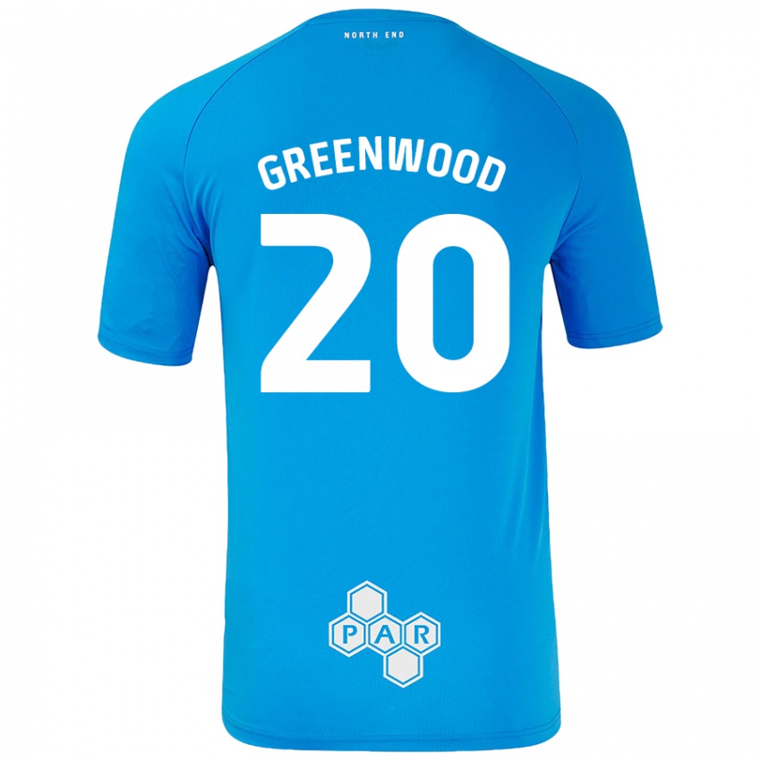 Kinder Sam Greenwood #20 Himmelblau Auswärtstrikot Trikot 2024/25 T-Shirt Österreich