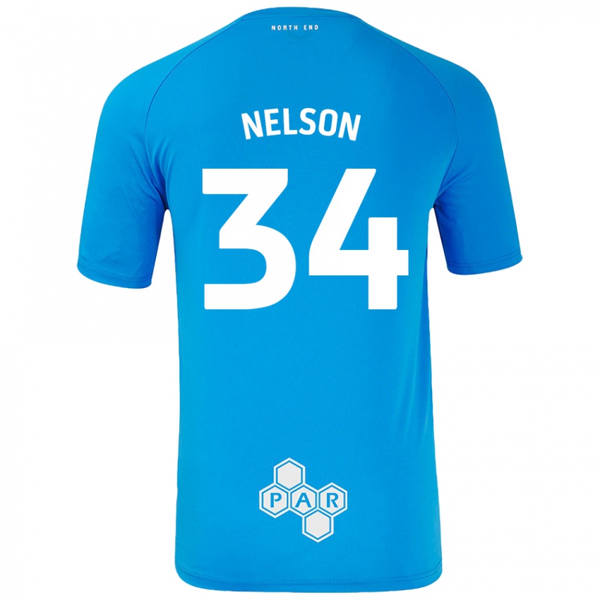 Kinder Kitt Nelson #34 Himmelblau Auswärtstrikot Trikot 2024/25 T-Shirt Österreich