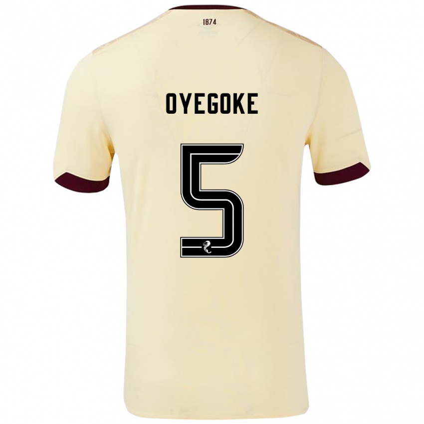 Kinder Daniel Oyegoke #5 Creme Burgunderrot Auswärtstrikot Trikot 2024/25 T-Shirt Österreich