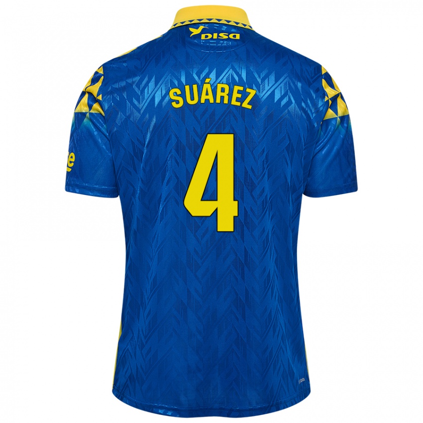 Kinder Alex Suárez #4 Blau Gelb Auswärtstrikot Trikot 2024/25 T-Shirt Österreich