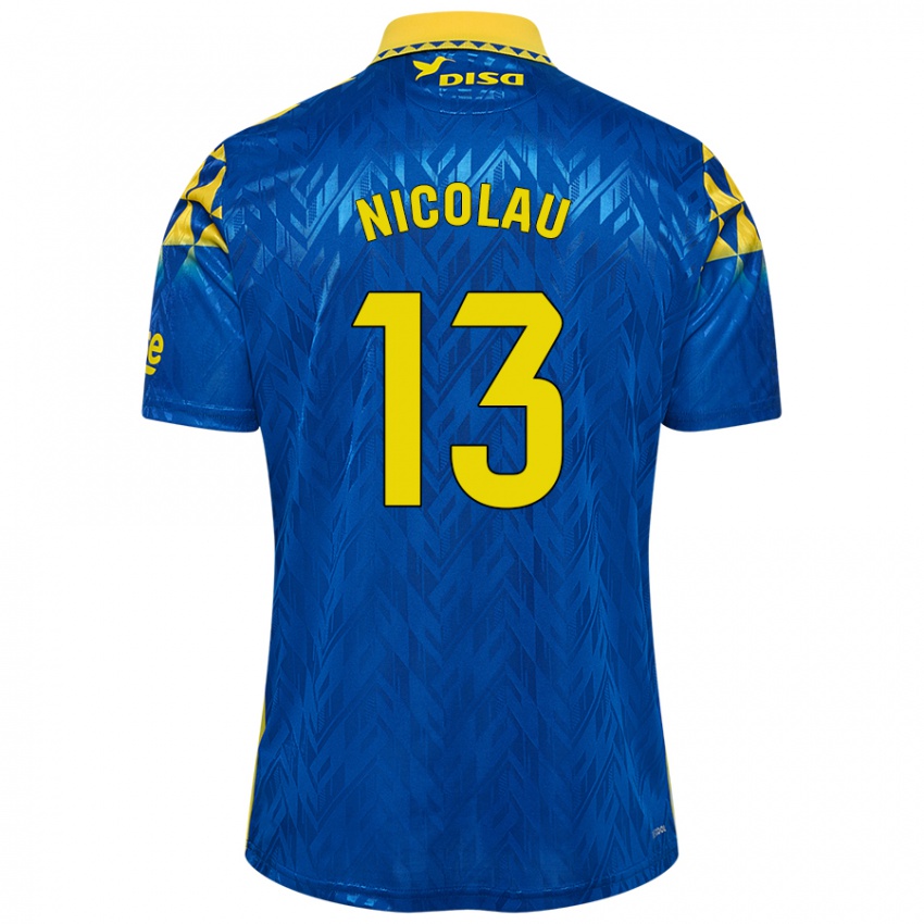 Kinder Nacho Nicolau #13 Blau Gelb Auswärtstrikot Trikot 2024/25 T-Shirt Österreich