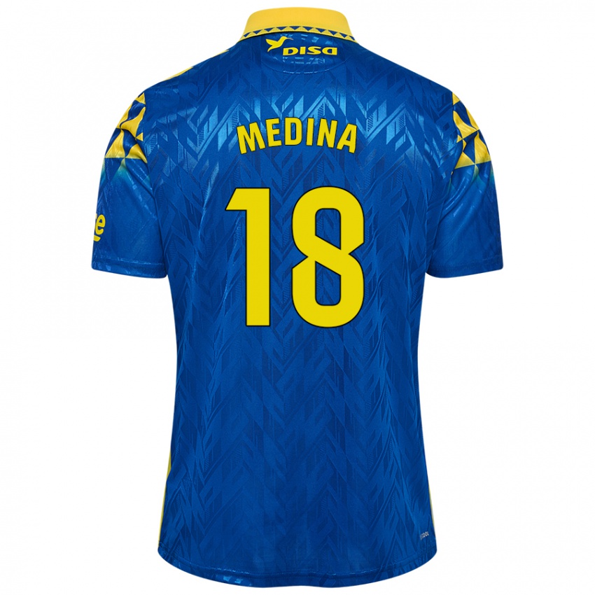 Kinder Iván Medina #18 Blau Gelb Auswärtstrikot Trikot 2024/25 T-Shirt Österreich