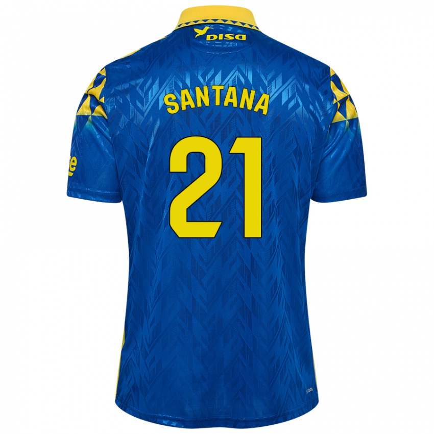 Kinder Yadam Santana #21 Blau Gelb Auswärtstrikot Trikot 2024/25 T-Shirt Österreich