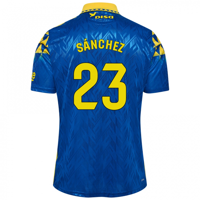 Kinder Omar Sánchez #23 Blau Gelb Auswärtstrikot Trikot 2024/25 T-Shirt Österreich