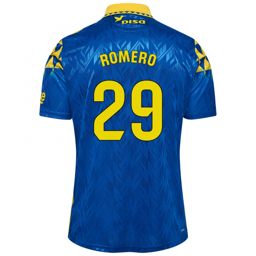 Kinder Elías Romero #29 Blau Gelb Auswärtstrikot Trikot 2024/25 T-Shirt Österreich