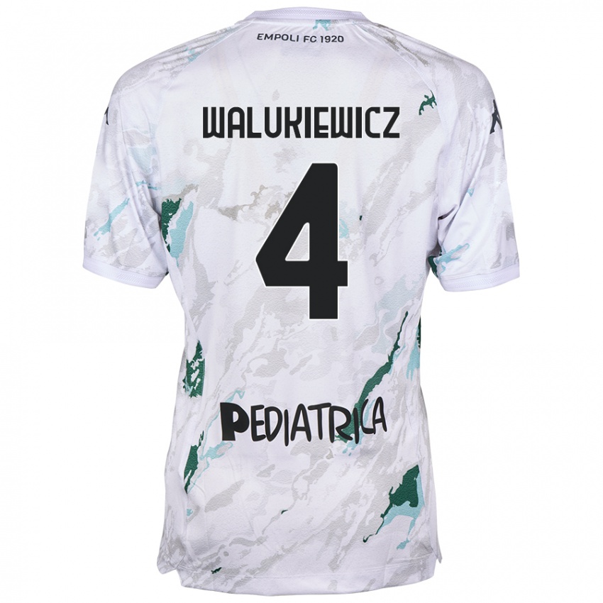 Kinder Sebastian Walukiewicz #4 Grau Auswärtstrikot Trikot 2024/25 T-Shirt Österreich