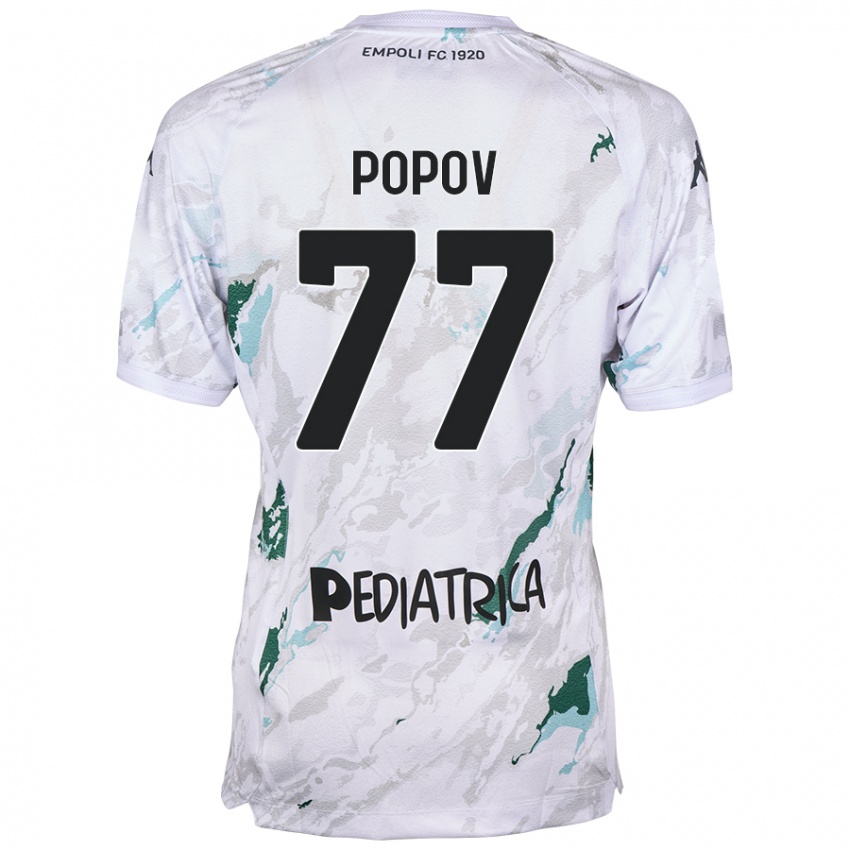 Kinder Bogdan Popov #77 Grau Auswärtstrikot Trikot 2024/25 T-Shirt Österreich