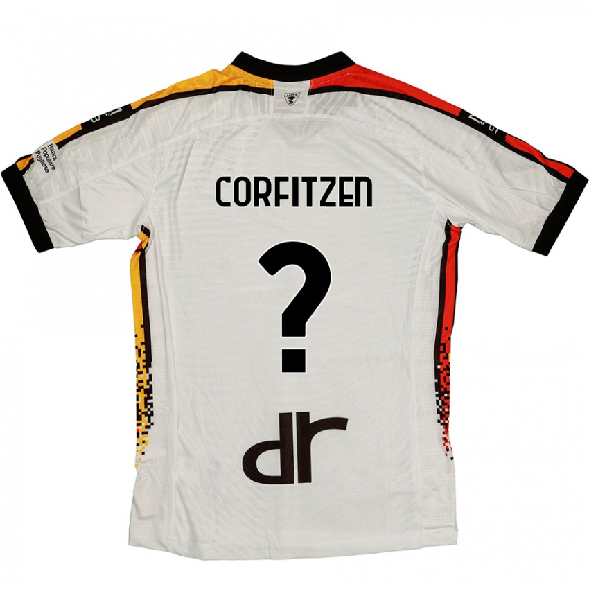 Kinder Jeppe Corfitzen #0 Weiß Schwarz Auswärtstrikot Trikot 2024/25 T-Shirt Österreich