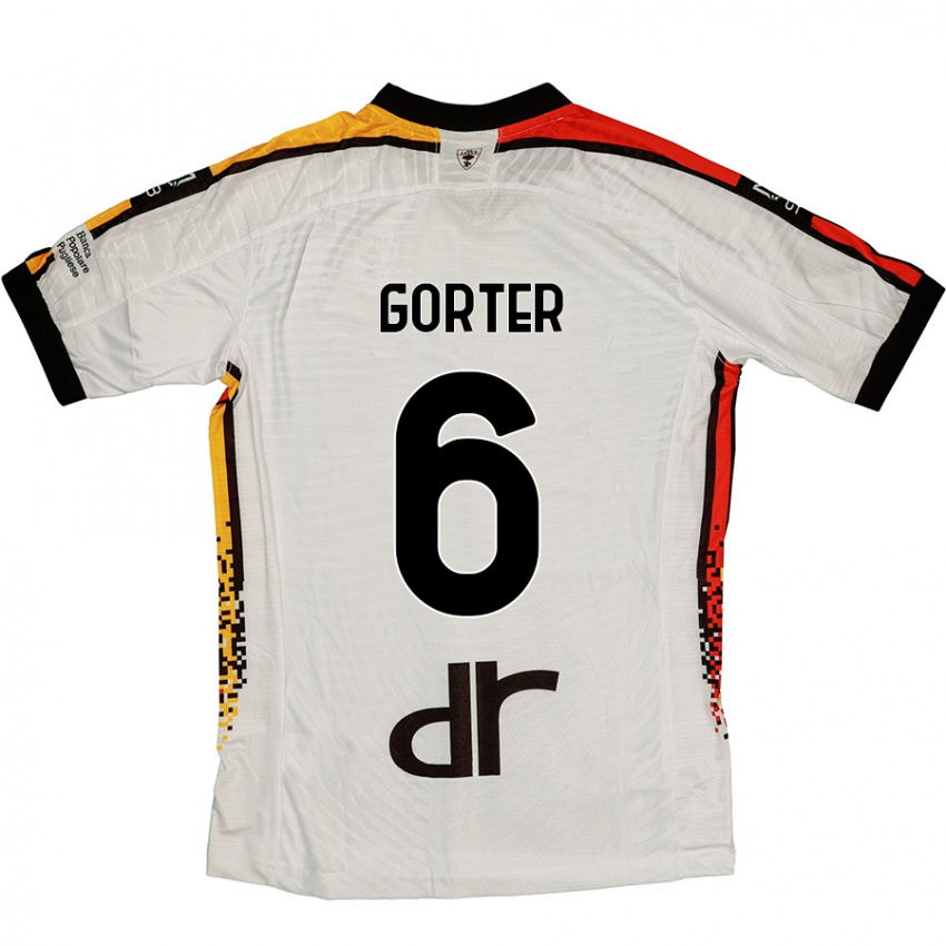 Kinder Olaf Gorter #6 Weiß Schwarz Auswärtstrikot Trikot 2024/25 T-Shirt Österreich