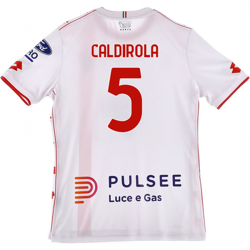 Kinder Luca Caldirola #5 Weiß Rot Auswärtstrikot Trikot 2024/25 T-Shirt Österreich