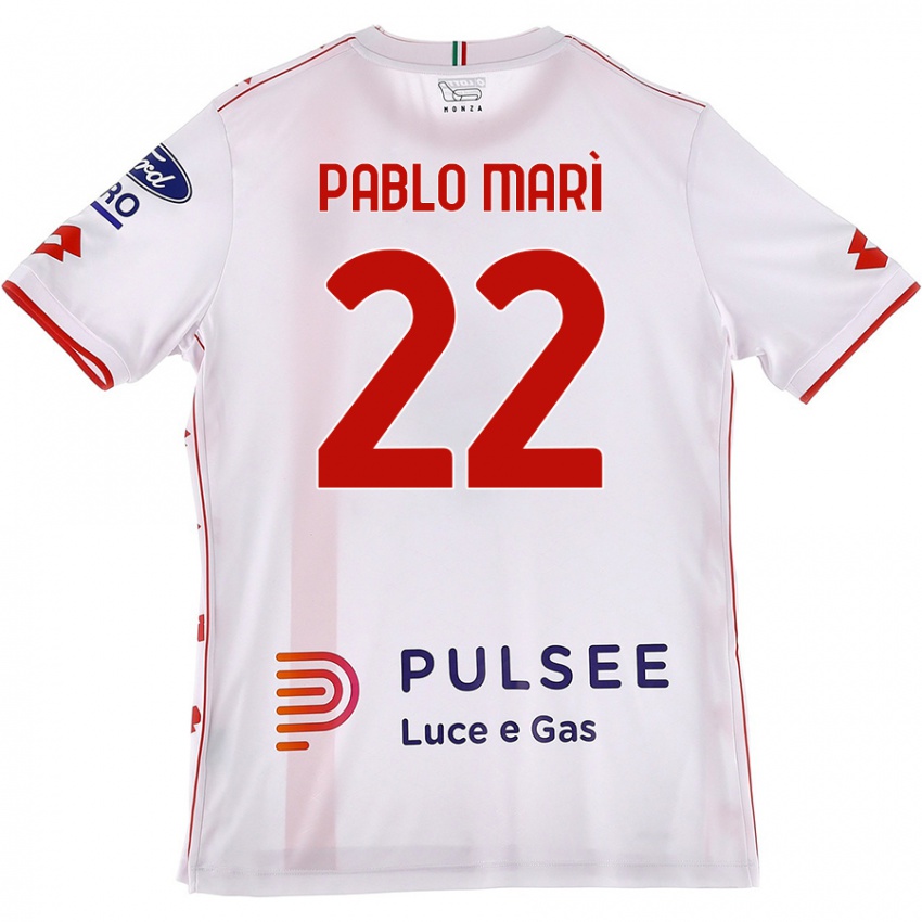 Kinder Pablo Marí #22 Weiß Rot Auswärtstrikot Trikot 2024/25 T-Shirt Österreich