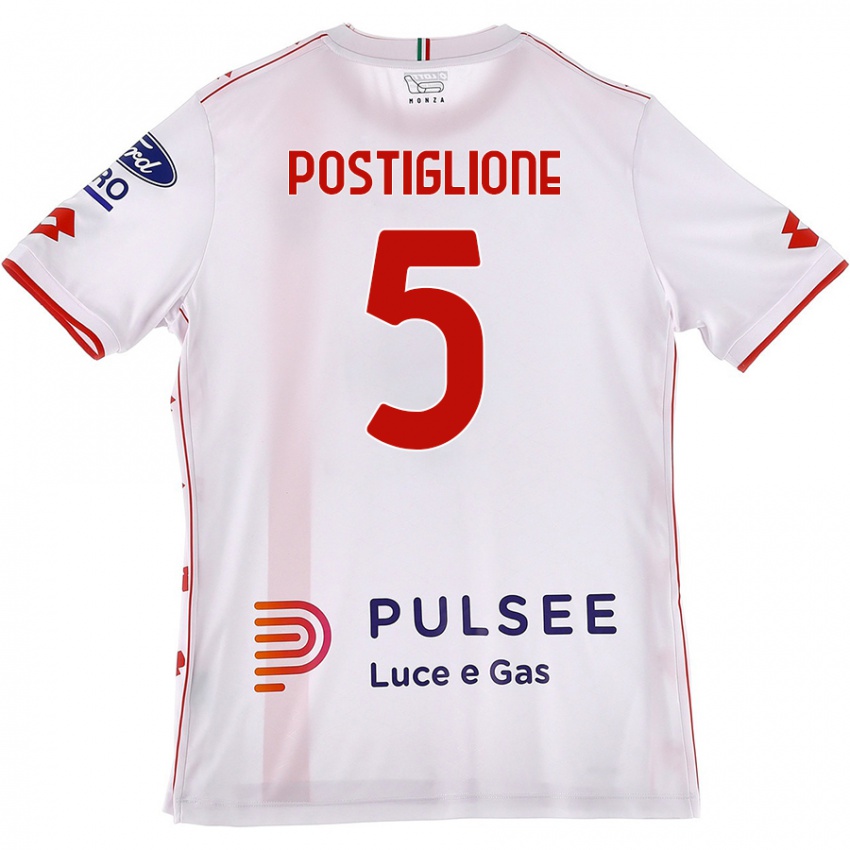 Kinder Nicolò Postiglione #5 Weiß Rot Auswärtstrikot Trikot 2024/25 T-Shirt Österreich