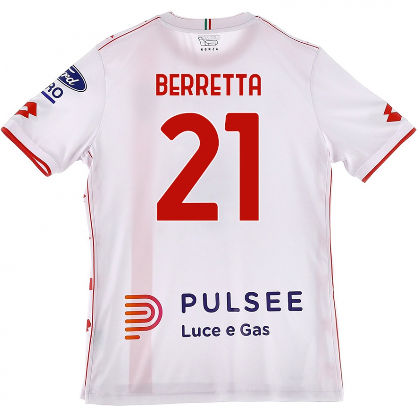 Kinder Alessandro Berretta #21 Weiß Rot Auswärtstrikot Trikot 2024/25 T-Shirt Österreich