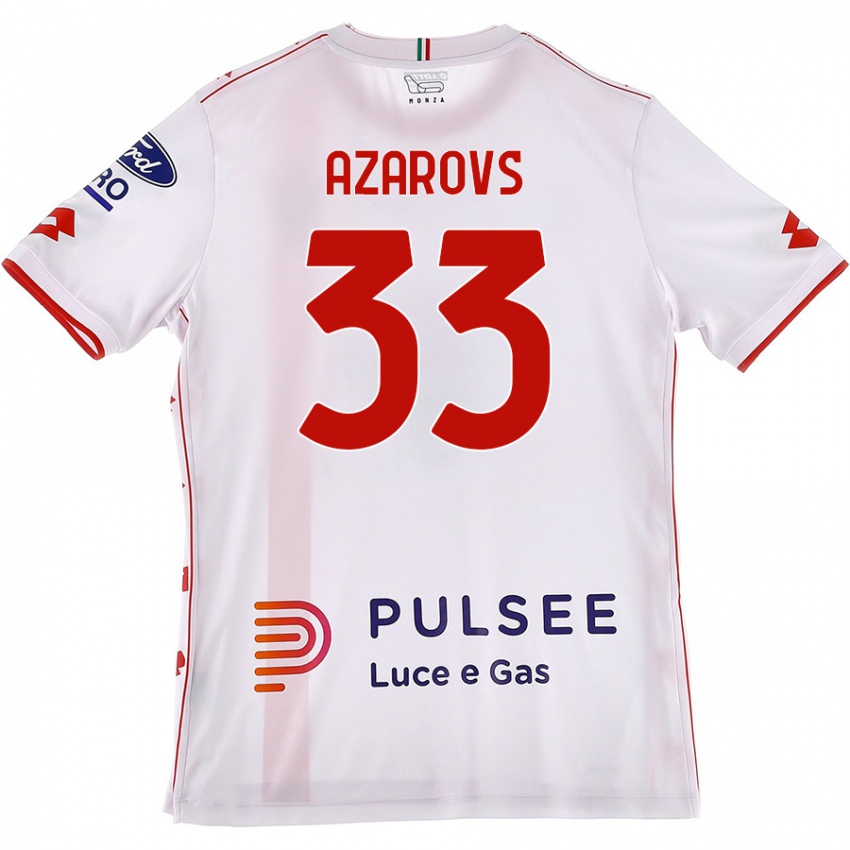 Kinder Timurs Azarovs #33 Weiß Rot Auswärtstrikot Trikot 2024/25 T-Shirt Österreich