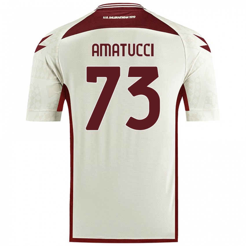 Kinder Lorenzo Amatucci #73 Cremefarben Auswärtstrikot Trikot 2024/25 T-Shirt Österreich