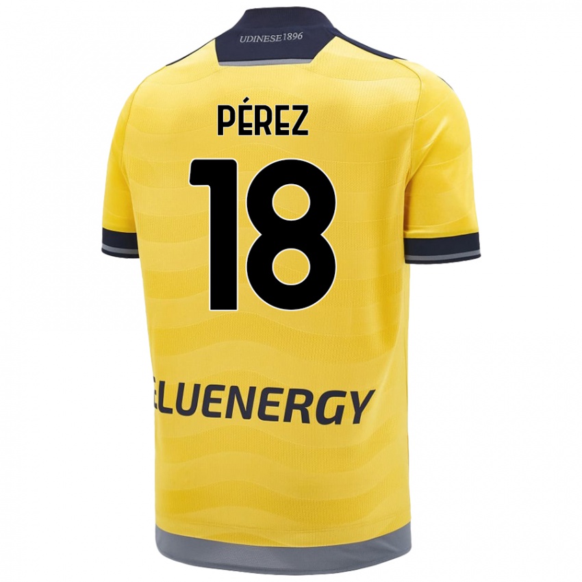 Kinder Nehuén Pérez #18 Golden Auswärtstrikot Trikot 2024/25 T-Shirt Österreich