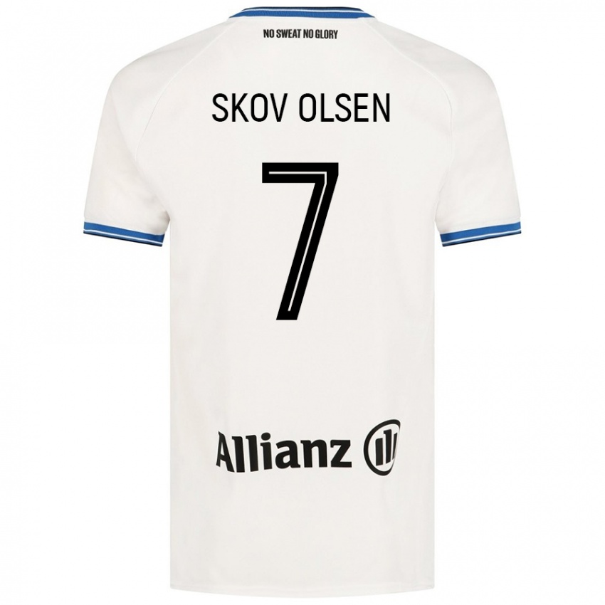 Kinder Andreas Skov Olsen #7 Weiß Auswärtstrikot Trikot 2024/25 T-Shirt Österreich