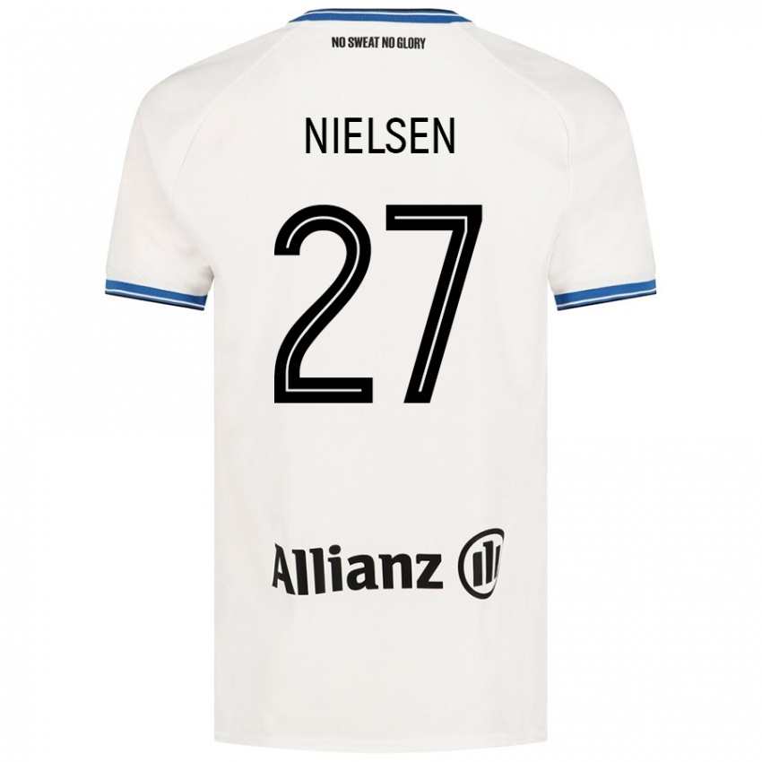 Kinder Casper Nielsen #27 Weiß Auswärtstrikot Trikot 2024/25 T-Shirt Österreich