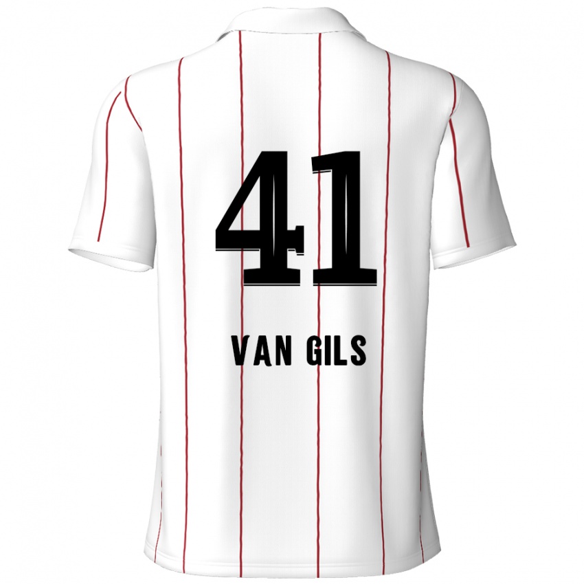 Kinder Mathis Van Gils #41 Weiß Schwarz Auswärtstrikot Trikot 2024/25 T-Shirt Österreich