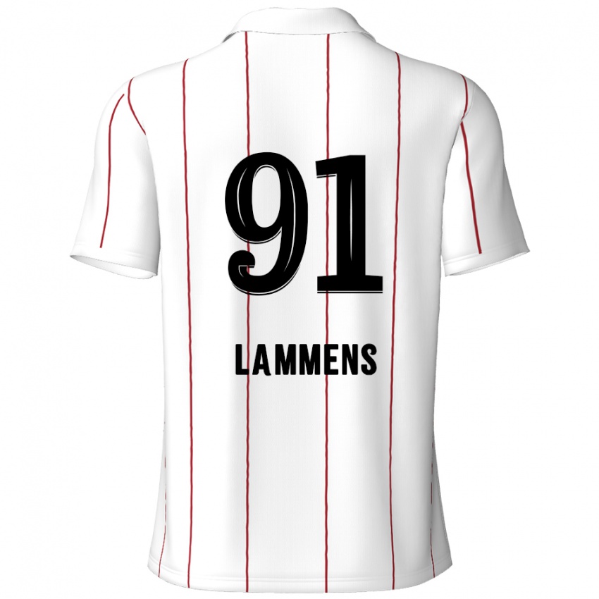 Kinder Senne Lammens #91 Weiß Schwarz Auswärtstrikot Trikot 2024/25 T-Shirt Österreich