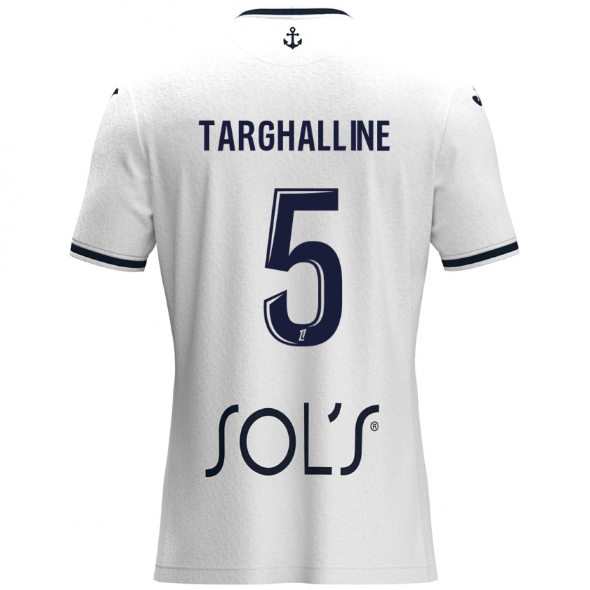 Kinder Oussama Targhalline #5 Weiß Dunkelblau Auswärtstrikot Trikot 2024/25 T-Shirt Österreich