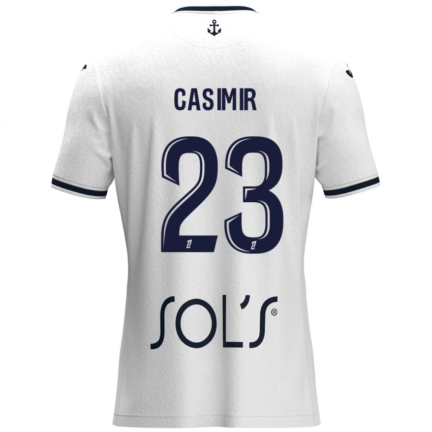 Kinder Josué Casimir #23 Weiß Dunkelblau Auswärtstrikot Trikot 2024/25 T-Shirt Österreich