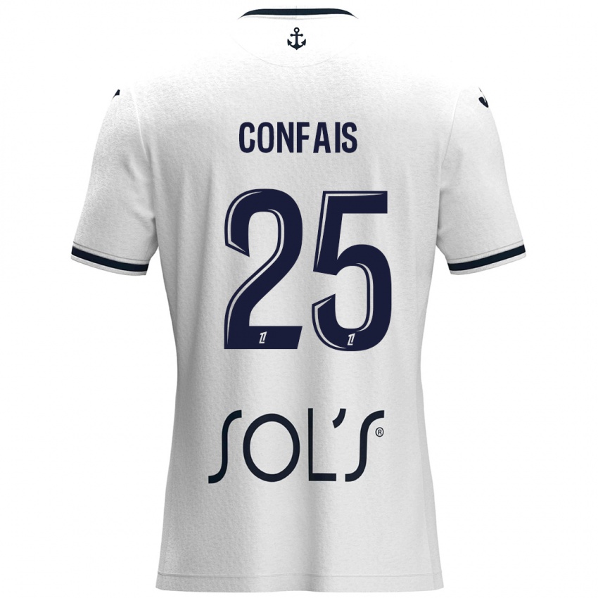 Kinder Aloïs Confais #25 Weiß Dunkelblau Auswärtstrikot Trikot 2024/25 T-Shirt Österreich