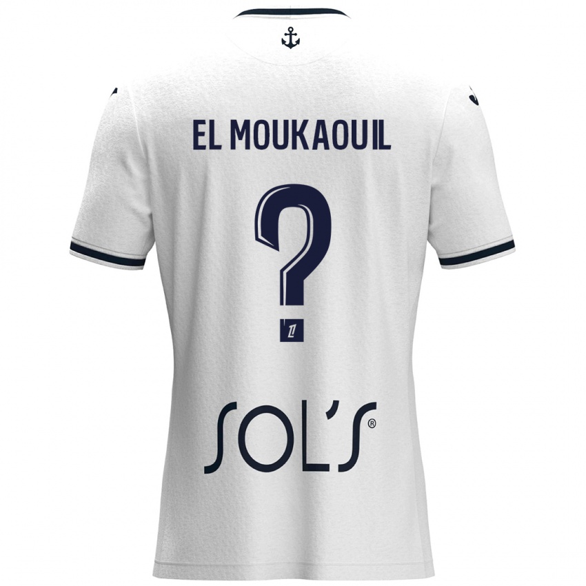 Kinder Mohamed El Moukaouil #0 Weiß Dunkelblau Auswärtstrikot Trikot 2024/25 T-Shirt Österreich