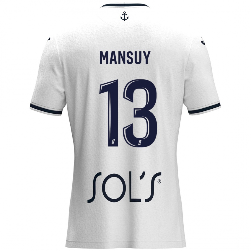 Kinder Héloïse Mansuy #13 Weiß Dunkelblau Auswärtstrikot Trikot 2024/25 T-Shirt Österreich