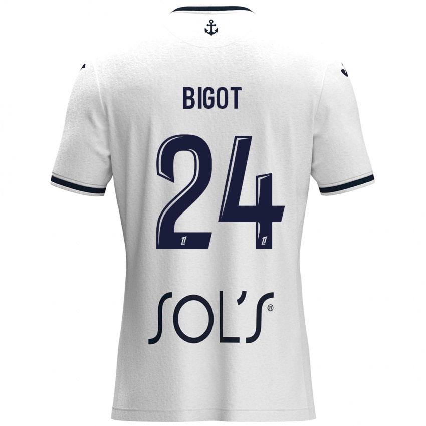 Kinder Maureen Bigot #24 Weiß Dunkelblau Auswärtstrikot Trikot 2024/25 T-Shirt Österreich