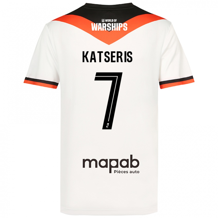 Kinder Panos Katseris #7 Weiß Auswärtstrikot Trikot 2024/25 T-Shirt Österreich