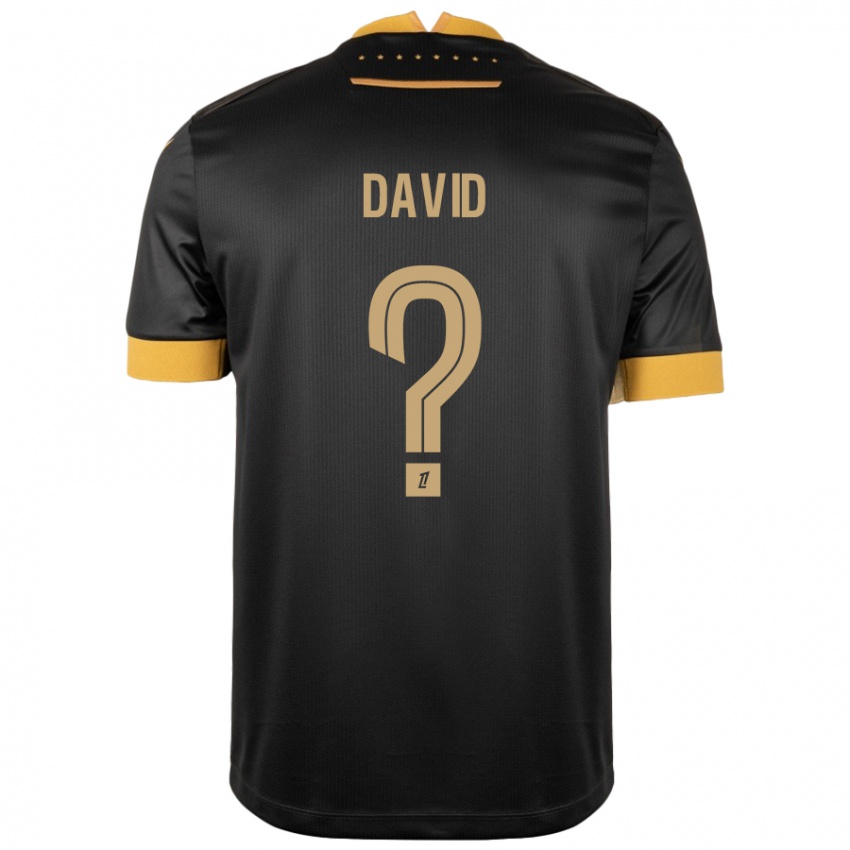 Kinder Timothé David #0 Schwarz Braun Auswärtstrikot Trikot 2024/25 T-Shirt Österreich