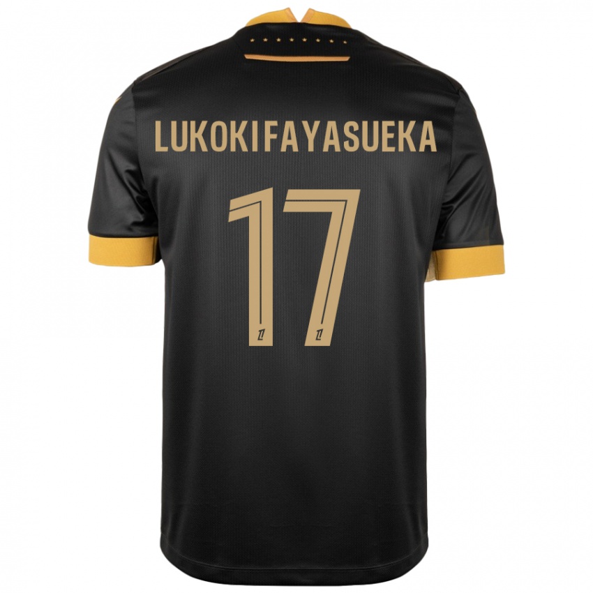 Kinder Kévin Lukoki Fayasueka #17 Schwarz Braun Auswärtstrikot Trikot 2024/25 T-Shirt Österreich